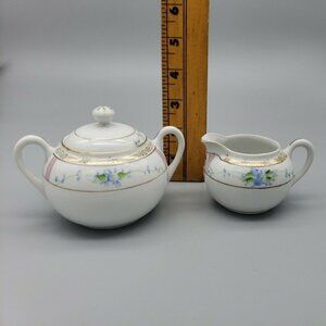 Meito China Hudson Made in Japan Hand Painted Sugar and Creamer